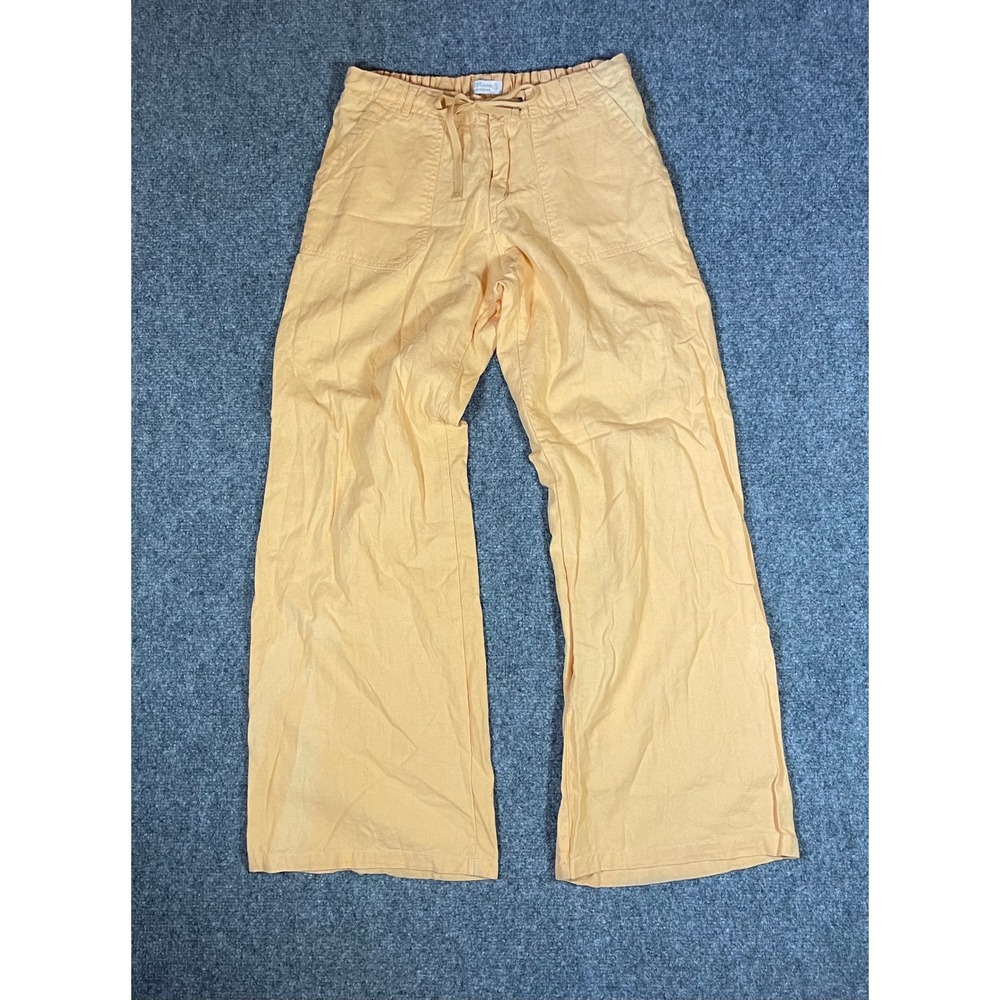 Just Living Wide Leg Pants Womens Small Orange Linen Blend Elastic Waist Casual